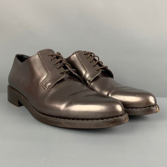 JIMMY CHOO Size 10 Brown Metallic Leather Lace Up Shoes - Picture 2 of 8